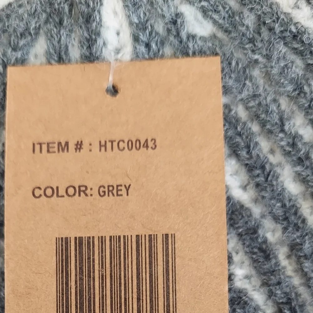 Striped Winter Beanie Hat Womens Unisex Gray Soft Warm Hat Winter New Stretch